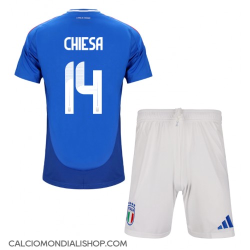 Maglie da calcio Italia Federico Chiesa #14 Prima Maglia Bambino Europei 2024 Manica Corta (+ Pantaloni corti)